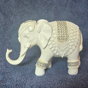 White Elephant Figurine with Rhinestone